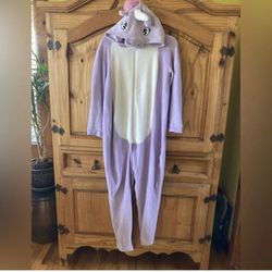 Women’s Bobbie Brooks purple white hooded unicorn one piece pajamas - size S/M
