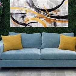 (Free Delivery 🚚) Turquoise Velvet-Like Couch