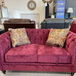 Brooks Sofa And Loveseat Set Mulberry Red// Brand New Living Room Set 