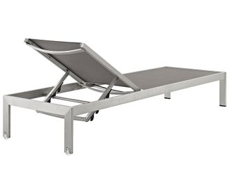Aluminum Mesh OutPatio Poolside Chaise Lounge Chair in Silver Gray