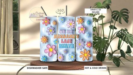 On My Husband’s Last Nerve Wifey 20 Oz Stainless Steel Tumbler (READ DESCRIPTION)