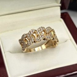 Solid 14kt Gold Cuban Link Ring Anillo Cubano De Oro Solido 14kt