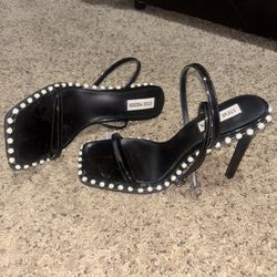Black Rhinestone Sandal Heel