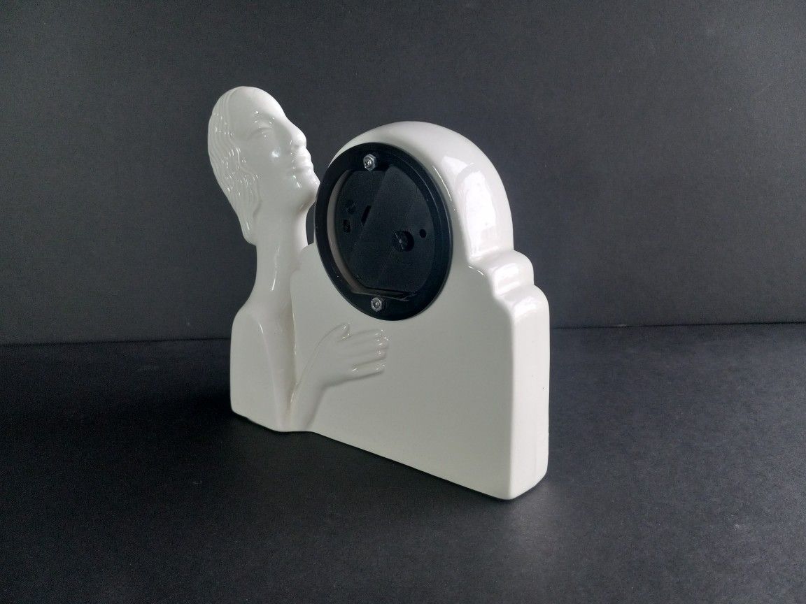 Vintage 1983 Ceramic Figural Art Deco Style Desktop Clock