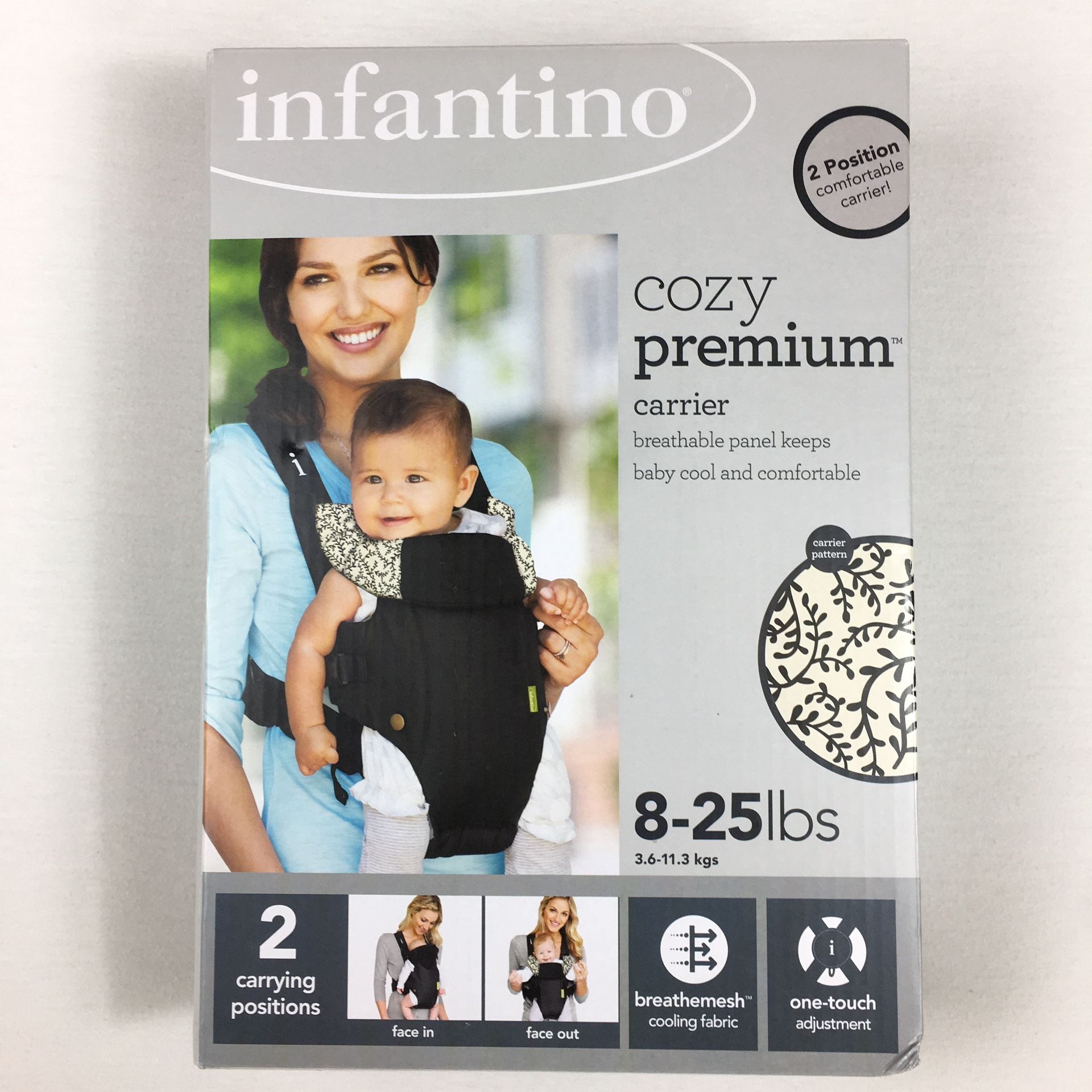 Infantino Cozy Premium Baby Carrier 8-25 lbs Face-In / Face-Out