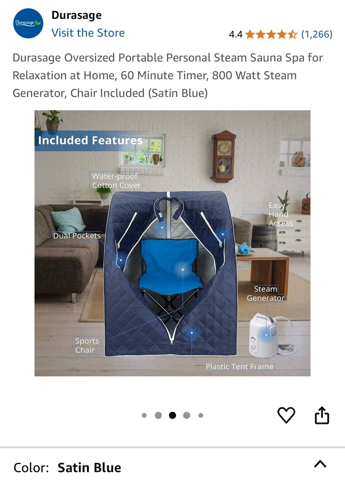 Durasage Health - Oversized Portable Steam Sauna For Weight Loss, Detox & Relaxation At Home, Chair Included - Pink
