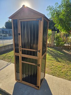 75" Tall Outdoor Storage Cabinet, Weatherproof Garden Shed