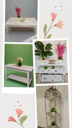 Furniture Sale- Entryway & Coffee table, Plant stands &; Fireplace