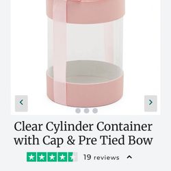 Clear Cylinder Treat Boxes with Pink Lid & Bow