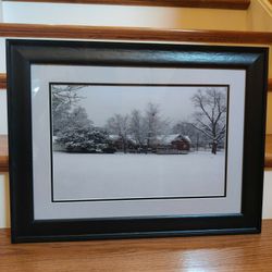 FRAMED PHOTOGRAPHIC SNOW STREET SCENE 
