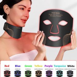 7 Led Red Light Mask for Face and Neck - Facial Skin Care Device, Portable, Lightweight 