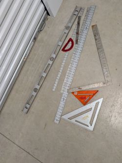 Carpenter Layout & Measuring Tool Lot – Levels, Squares, Rulers