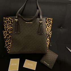 Michael Kors, Leopard Tote And Wallet Brand New