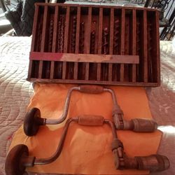 Stanley Vintage Drill With About 45 Bits Two Drills