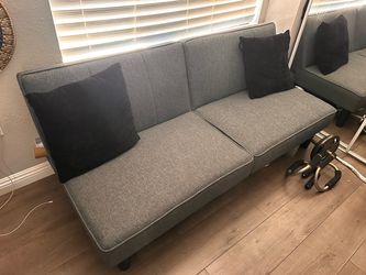 Gray Fabric Futon Sofa Bed