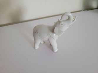 Lenox Ivory Porcelain Elephant Figurine Trunk Up Gold Accent 3.75” Tall