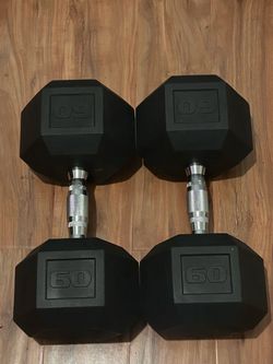 60 lb Rubber Hex Dumbbells Pair