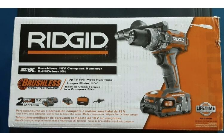 RIDGID 18-Volt Li-Ion Cordless Brushless 1/2 in. Compact Hammer Drill Kit (O)