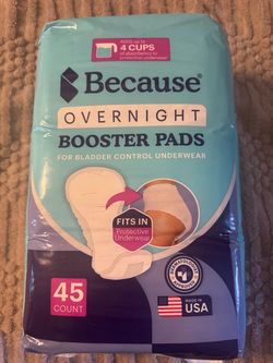 New Because Overnight Incontinence Booster Pads Fit All Adult Diapers - 45 Count
