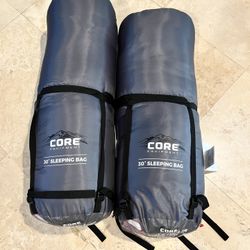 CORE 30°F Sleeping Bag Set (2) – Clean, Ready to Use (Moving Sale)
