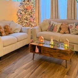 Bone White / Beige Sofa And Loveseat 