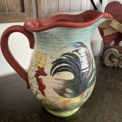 Large Le Rooster Ceramic Pitcher