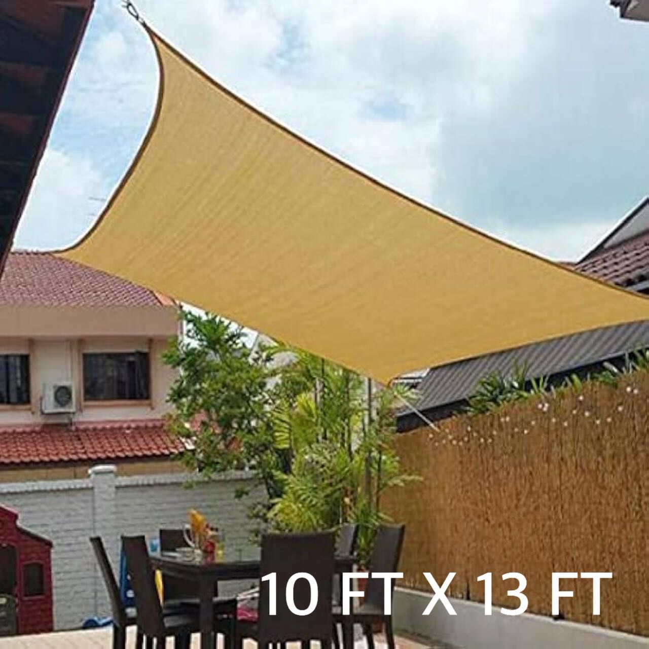 New In Box 13x10 Feet Rectangular Sun Shade Sail With Anchor Ropes Terracotta Or Tan Color