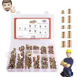 188 PCS Hexagon Socket Nuts Set, 1/4-20 Wrench Drill Bit Set, Bolt Fastener Connector with Hexagonal Wrenches, Threaded Inserts for Wood (188pcs)