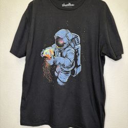 Threadless Astronaut Graphic T-Shirt Men’s Large Black Space Art Tee 