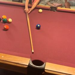 Free Pool Table, Pool Balls, Rack and Que Sticks 