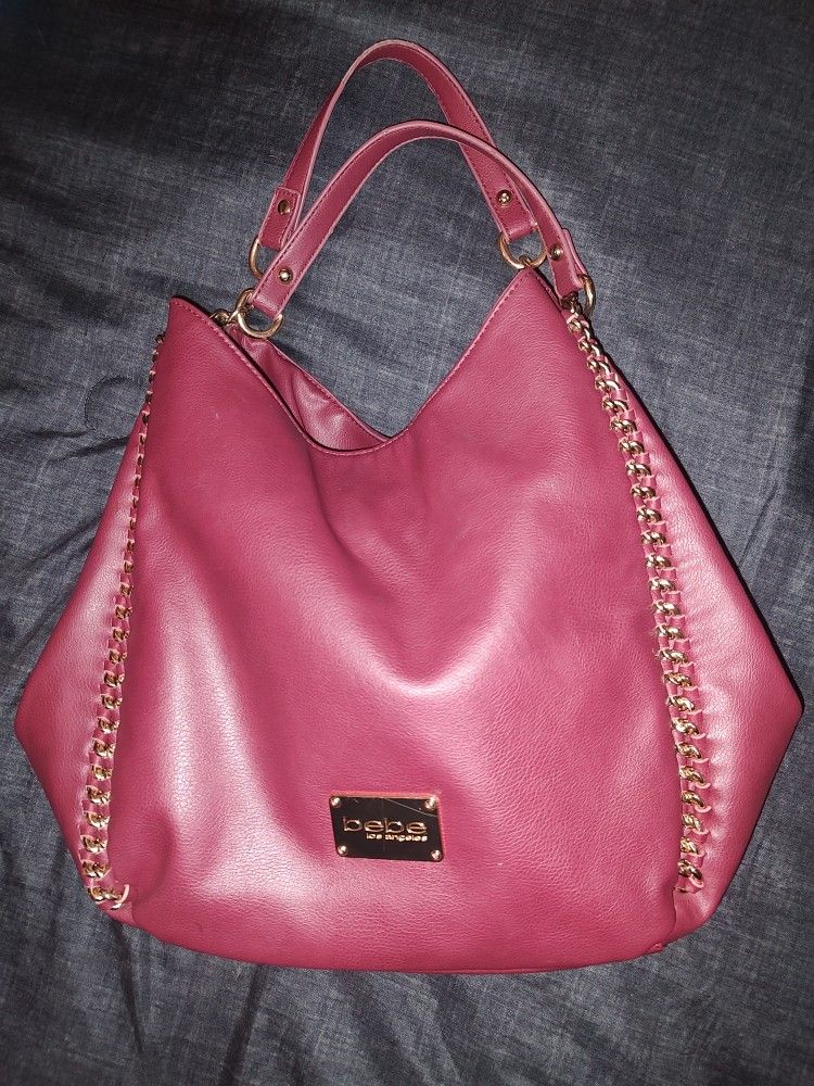 Bebe Beautiful Maroon Purse w/ Gold Chain Accent 🆕