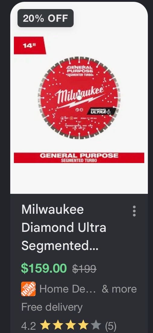 Milwaukee 14 in. Ultra Segmented General Purpose Diamond Blade