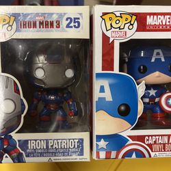 Funko Pops Iron Patriot #25 And Captain America #06