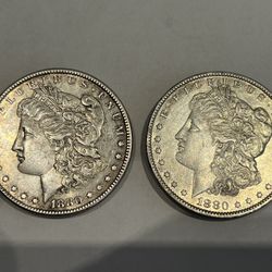 1880 & 1880 -O Morgan Silver Dollars