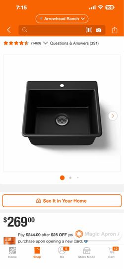 KOHLER Kennon Drop-In Neoroc Granite Composite 25 in. 1-Hole Single Bowl Kitchen Sink in Matte Black