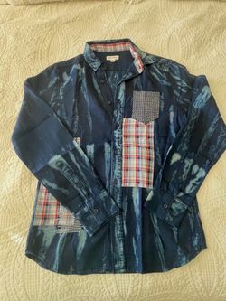 Sun + Stone Men's Long-Sleeve patchwork Button-Down Shirt Size men's small