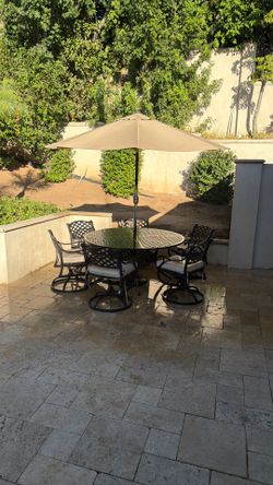 15 Piece Heavy duty Patio / Pool Furniture set with two Umbrellas