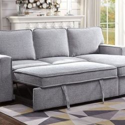 Brand New Grey Sectional Sofa Storage Sleeper 