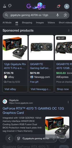 Gigabyte Gaming GeForce RTX 4070TI 12GB OC