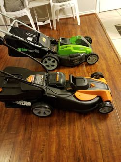 Worx 17 inch cordless 40 volt double battery powerful lawn mower