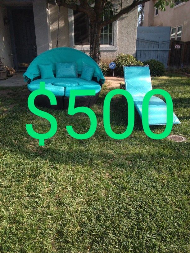 Brown Wicker Rattan Patio Furniture Set Patio Chair Sun Tanning Chairs Sun Lounger Canopy Bed Display Model Brand New Outdoor Furniture Patio 