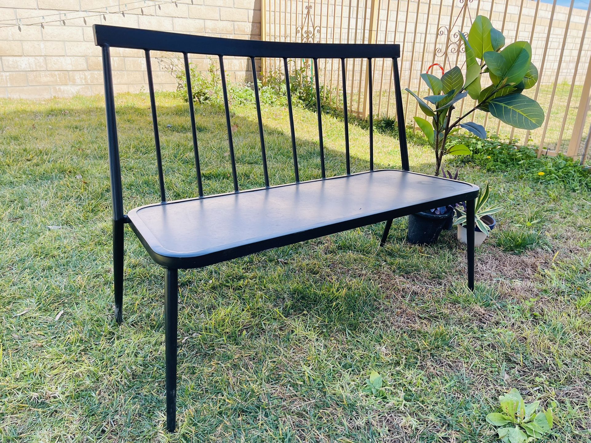 Patio Metal Bench .Windsor Metal Stack Patio Bench Black - Threshold. Bench .outdoor Bench