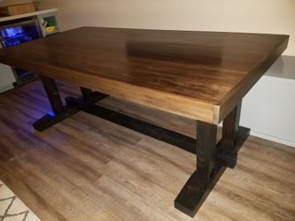 Custom made oak wood farmhouse dinner table