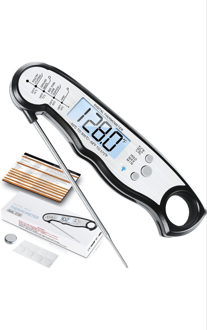 Digital Meat Thermometer, Waterproof Instant Read Food Thermometer for Cooking