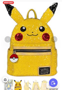 EXCLUSIVE Loungefly Pokemon Pikachu Sequin Cosplay Ears Ball  Backpack Bag