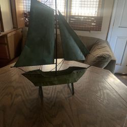 Vintage metal boat ornament    25” 3/4 X 24”-1/2
