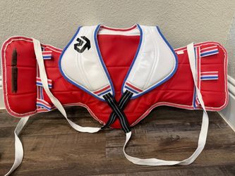 Kids Unisex Taekwondo Chest Protector Guard, Red/White/Blue, Size XXXS