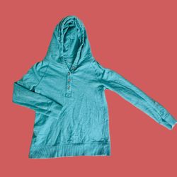 Women Sonoma 100% Blue Cotton Hoodie Sweater 