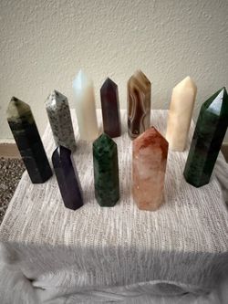Set of 12 Polished Crystal Tower Points