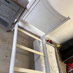 Twin Bed with Trundle + Bottom Mattress – Gray Wood